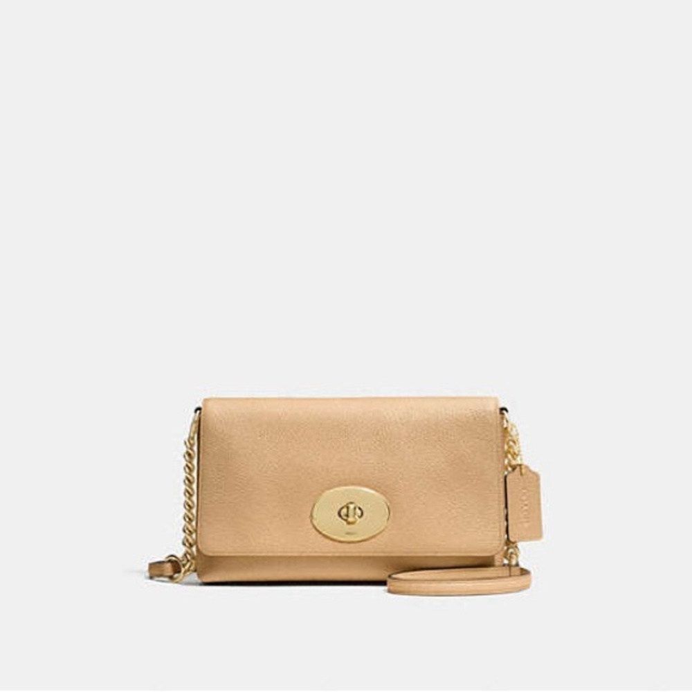 Coach Crosstown Crossbody Nude/Beige/Tan Handbag with Light Gold Hardware